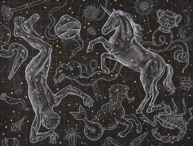 <em>Star Story</em>, 2008, Mixed Media/Paper, 20 x 25&quot